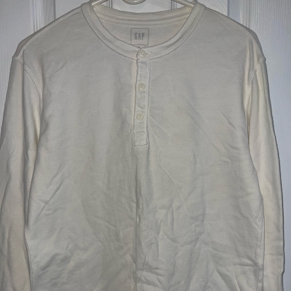 GAP Men’s Off-White Long Sleeve Henley Top Sz M SKU: 0616-42